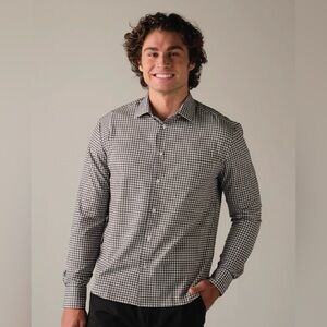 @COLLAR Range Shirt - White and Black Gingham Size XL Athletic Fit